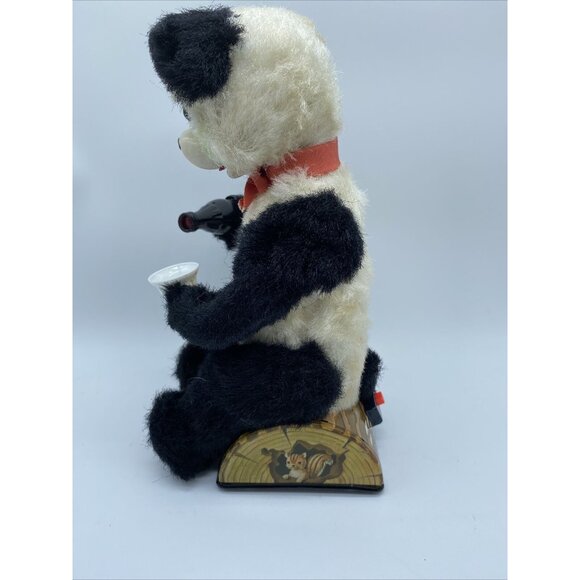 1950’s Vintage Battery Operated Panda Bear Pouring Drink Tin Litho Toy Untested - Picture 11 of 16